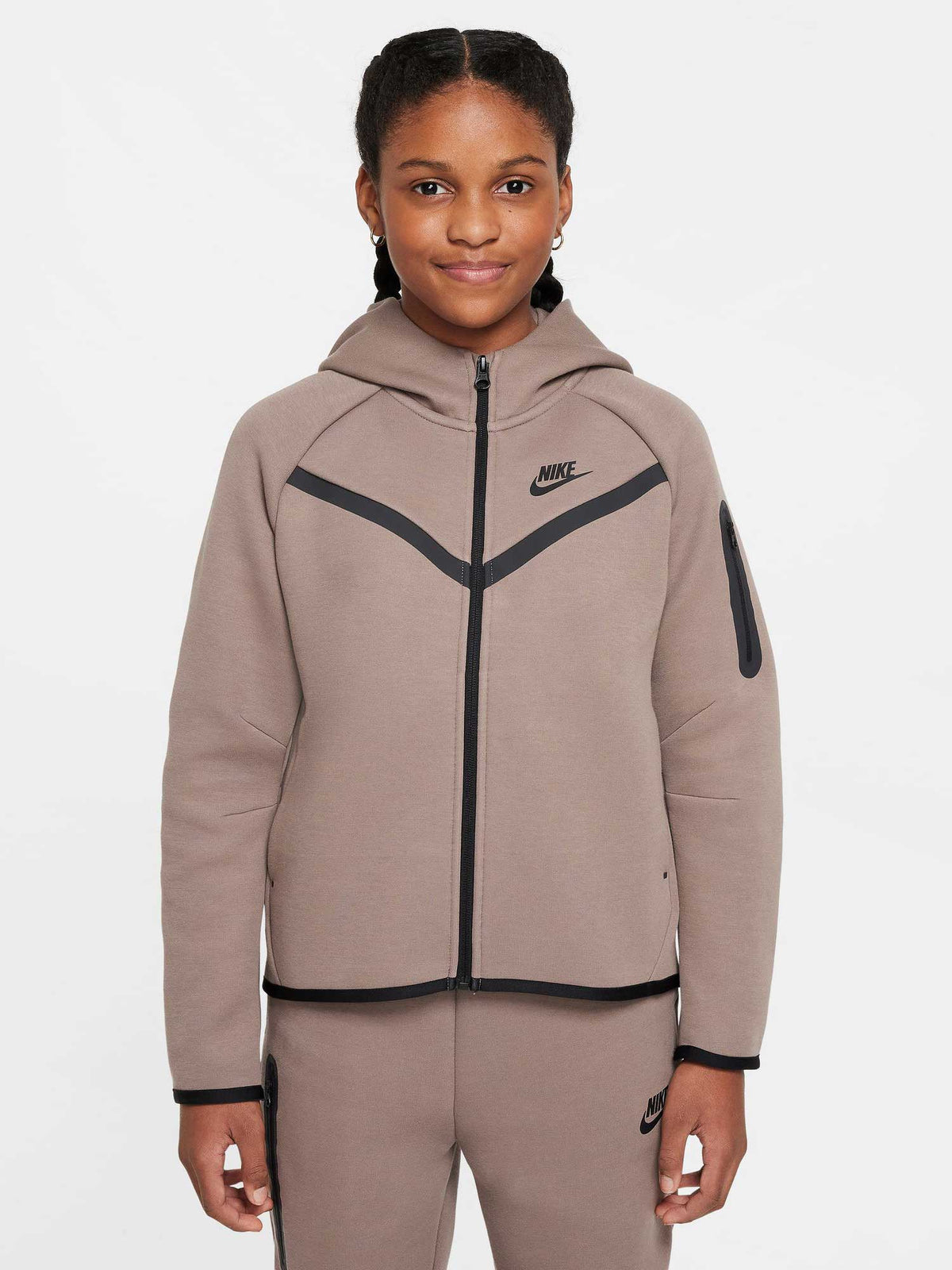 NIKE Суитшърт G NSW TCH FLC HD FZ LS - PD