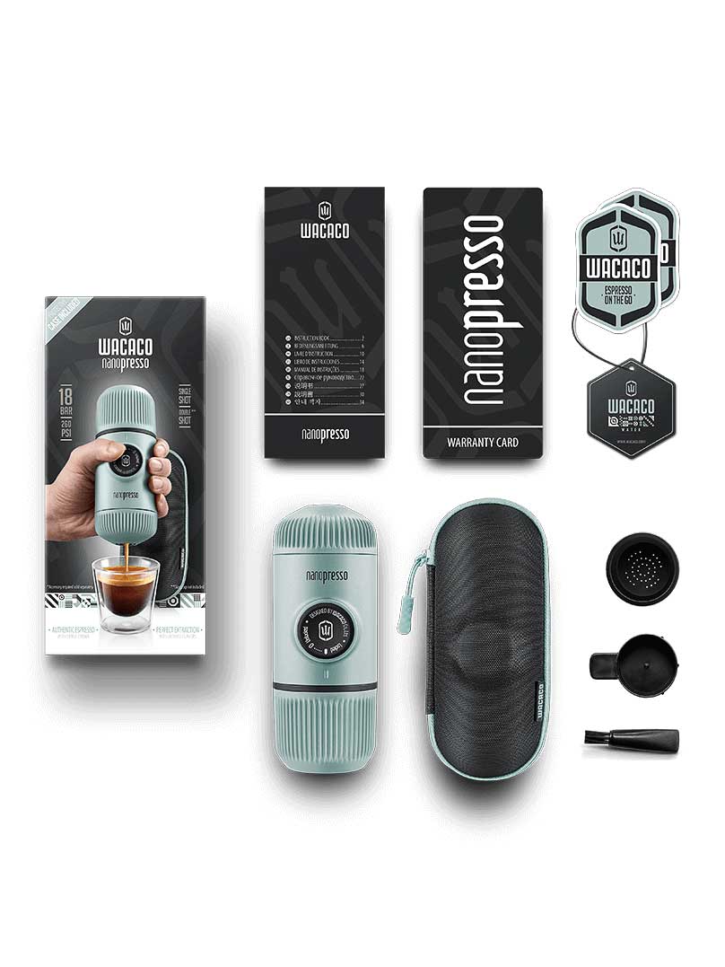 WACACO Кафемашина Nanopresso Classic + калъф, Arctic Blue